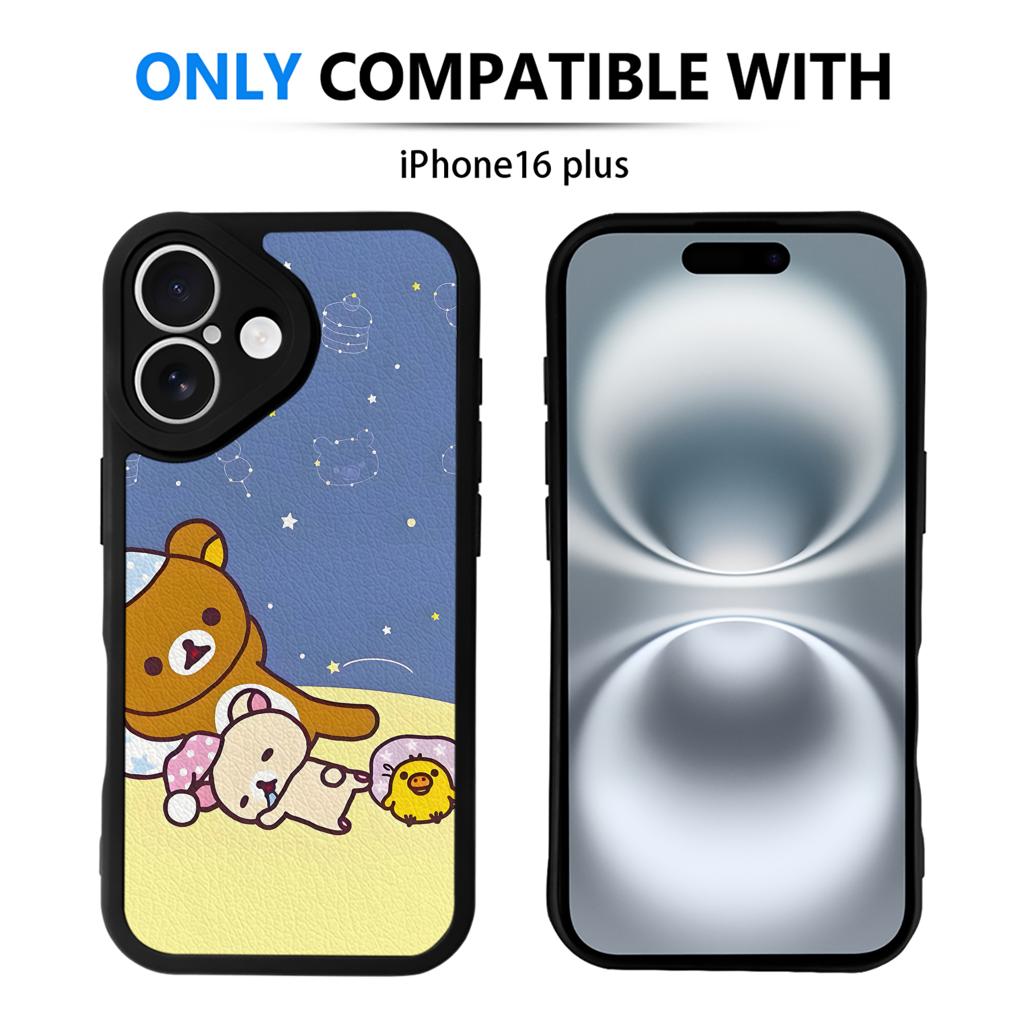 （画像用） リラックマ リラックマ キイロイトリ Rilakkuma Korilakkuma Kiiroitori 【iPhone 16シリーズ対応】シリコンスマホケース（レザー調） 材質：シリコン